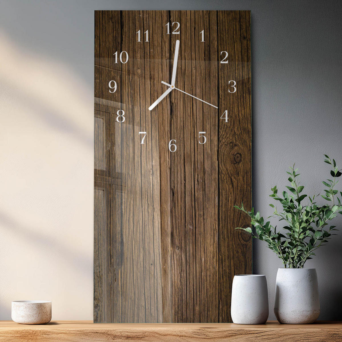 WANDUHR 30x60 cm - Kaffeebohnen - Braun, Glas (30/60/0.4cm) - TULUP