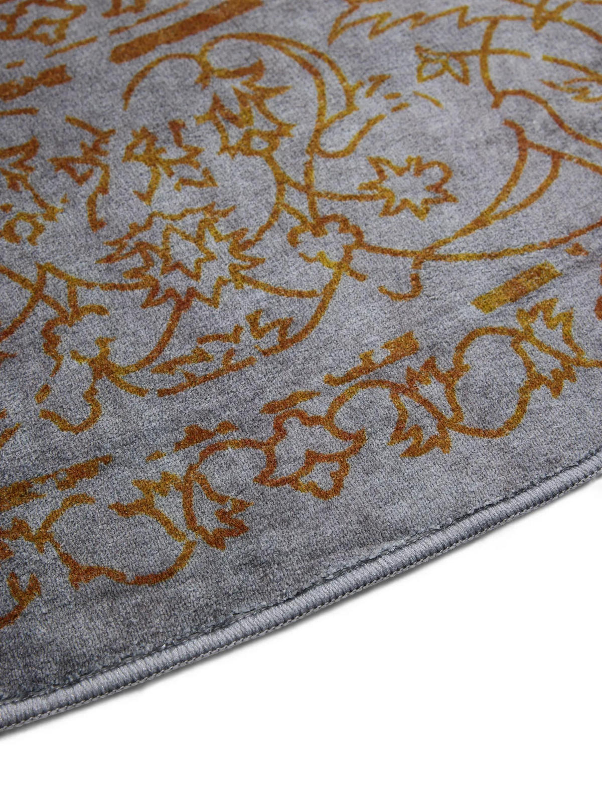 VINTAGE-TEPPICH Miray waschbar ø 160 cm rund - Orange/Grau, Kunststoff (160/160cm) - benuta Nest