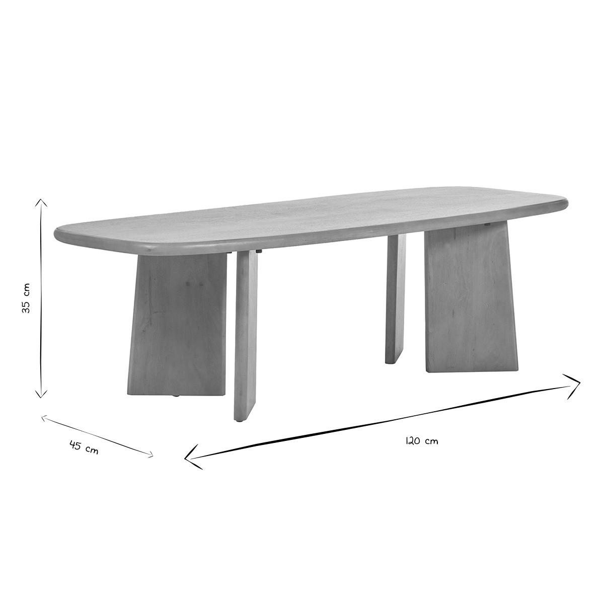 RECHTECKIGER Couchtisch Massivholz Mangoholz L120 cm SOTA - Eiche Bianco, Holz (120/45/35cm) - Miliboo