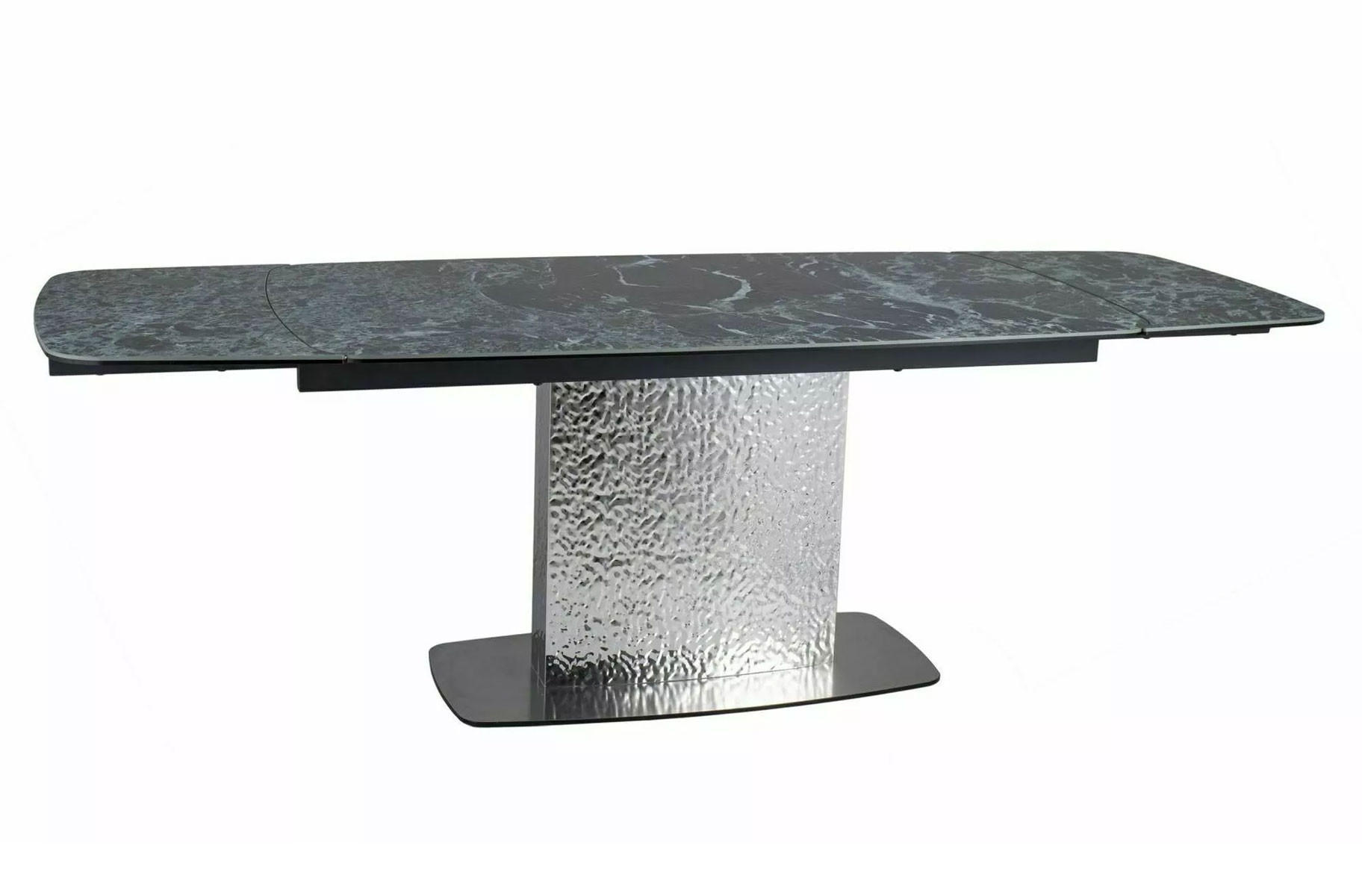 ESSTISCH Monlero Grün Marmor / Edelstahl 160-240 / 90 / 76cm - Grau/Grün, Holz/Metall (90/160/76cm) - Feldmann-Wohnen