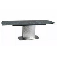 ESSTISCH Monlero Grün Marmor / Edelstahl 160-240 / 90 / 76cm - Grau/Grün, Holz/Metall (90/160/76cm) - Feldmann-Wohnen