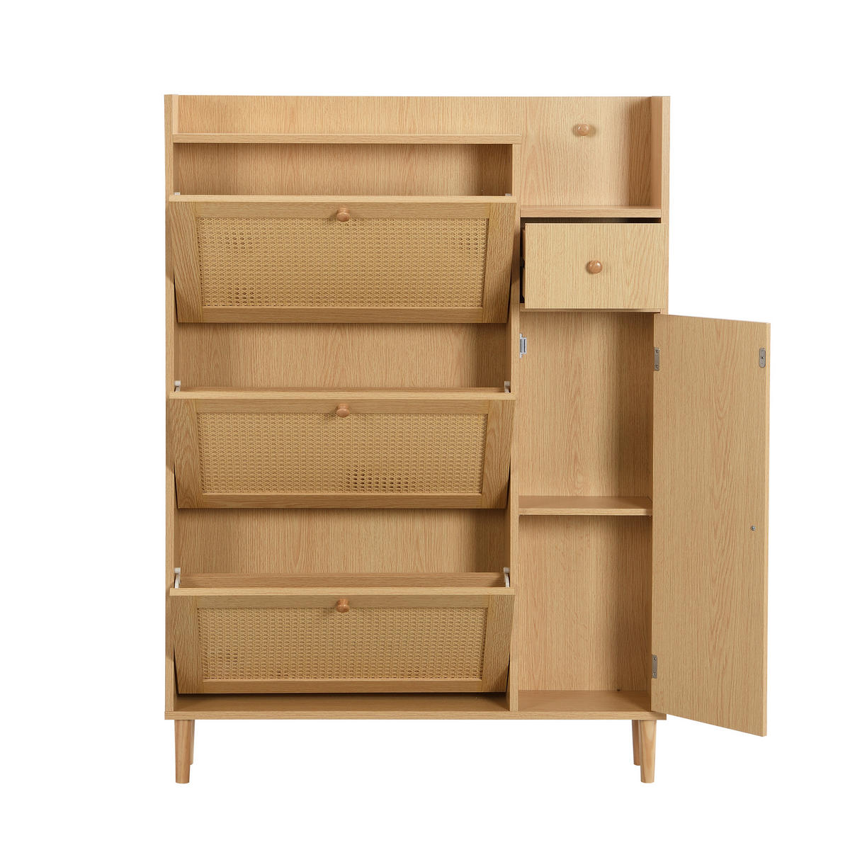 SCHUHSCHRANK 90/17/125 cm Natur aus MDF mit 3 Klappen - Naturfarben, Holzwerkstoff (90/125/17cm) - OKWISH