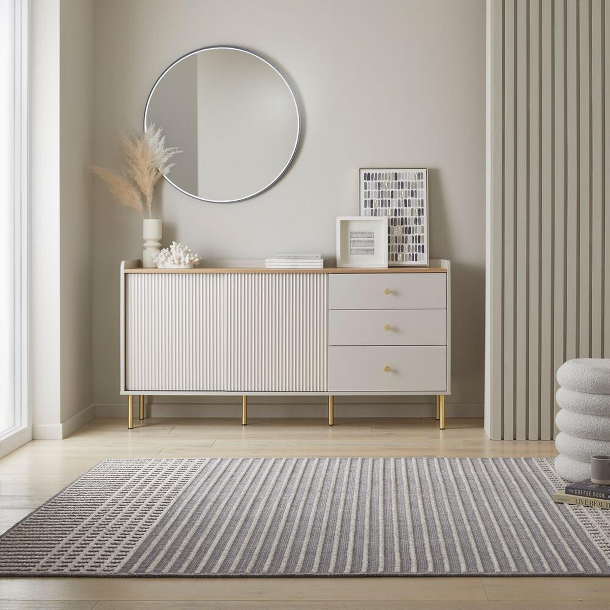 TEPPICH maschinenwaschbar Streifen-Design OTTER IAN, Grau 200x320 cm - Grau, Textil (200/320cm) - KADIMA DESIGN
