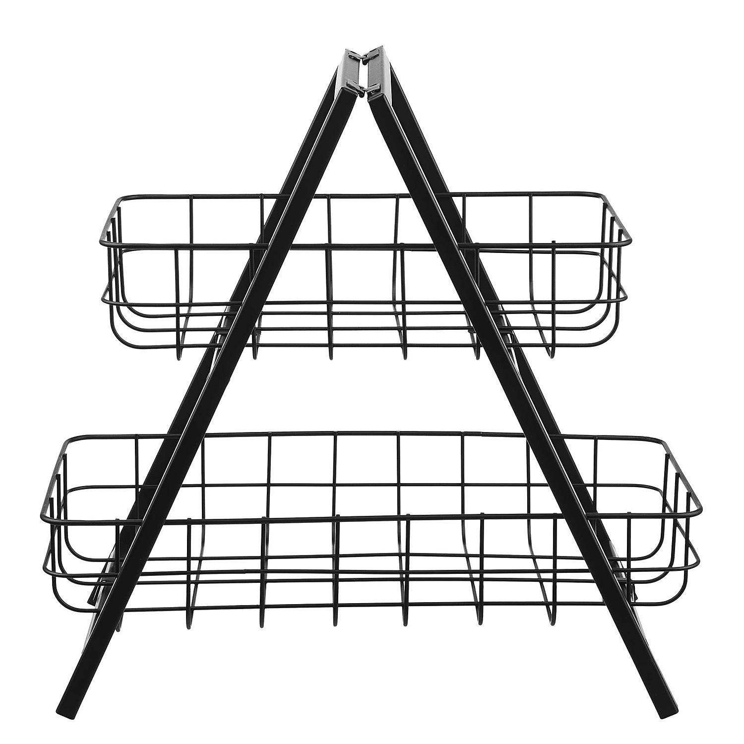 ETAGERE (2er Set) Grid - Schwarz, Metall (20/33cm) - Butlers