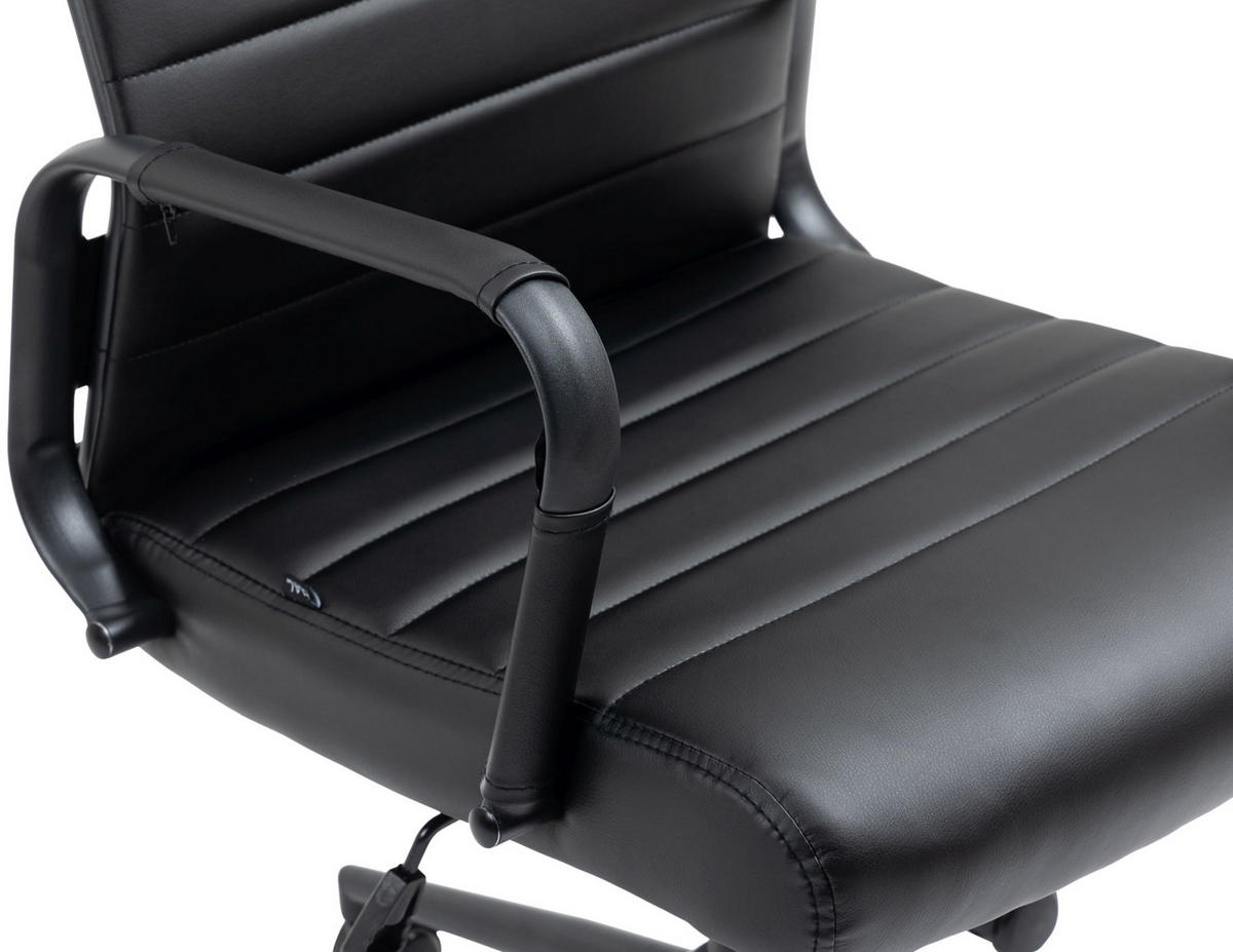 DREHSTUHL Lederlook schwarz/schwarz - Schwarz, Textil/Metall (58/105/66cm) - CLP