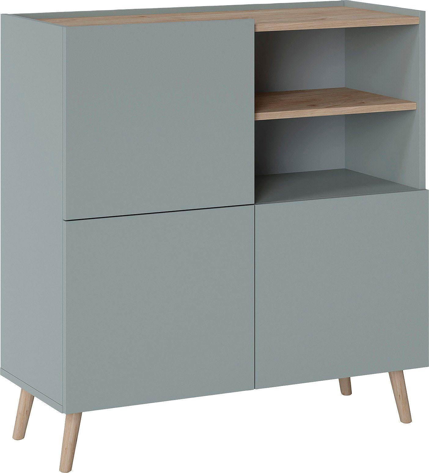 HIGHBOARD Scandi platingrau / Jackson Hickory 100 / 42 / 105 cm - Braun/Grau, Holz/Holzwerkstoff (100/105/42cm) - Feldmann-Wohnen