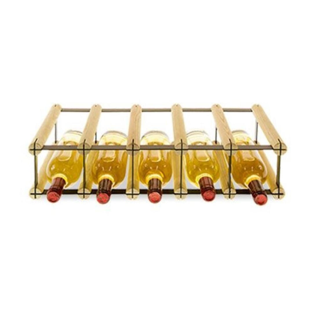 WEINREGAL Vinotega Mod Metal 12,5x52,5x24,5 cm 5x1 Flaschen Massives Kiefernholz Natur - Naturfarben, Holz (52.5/12.5/24.5cm) - PROREGAL