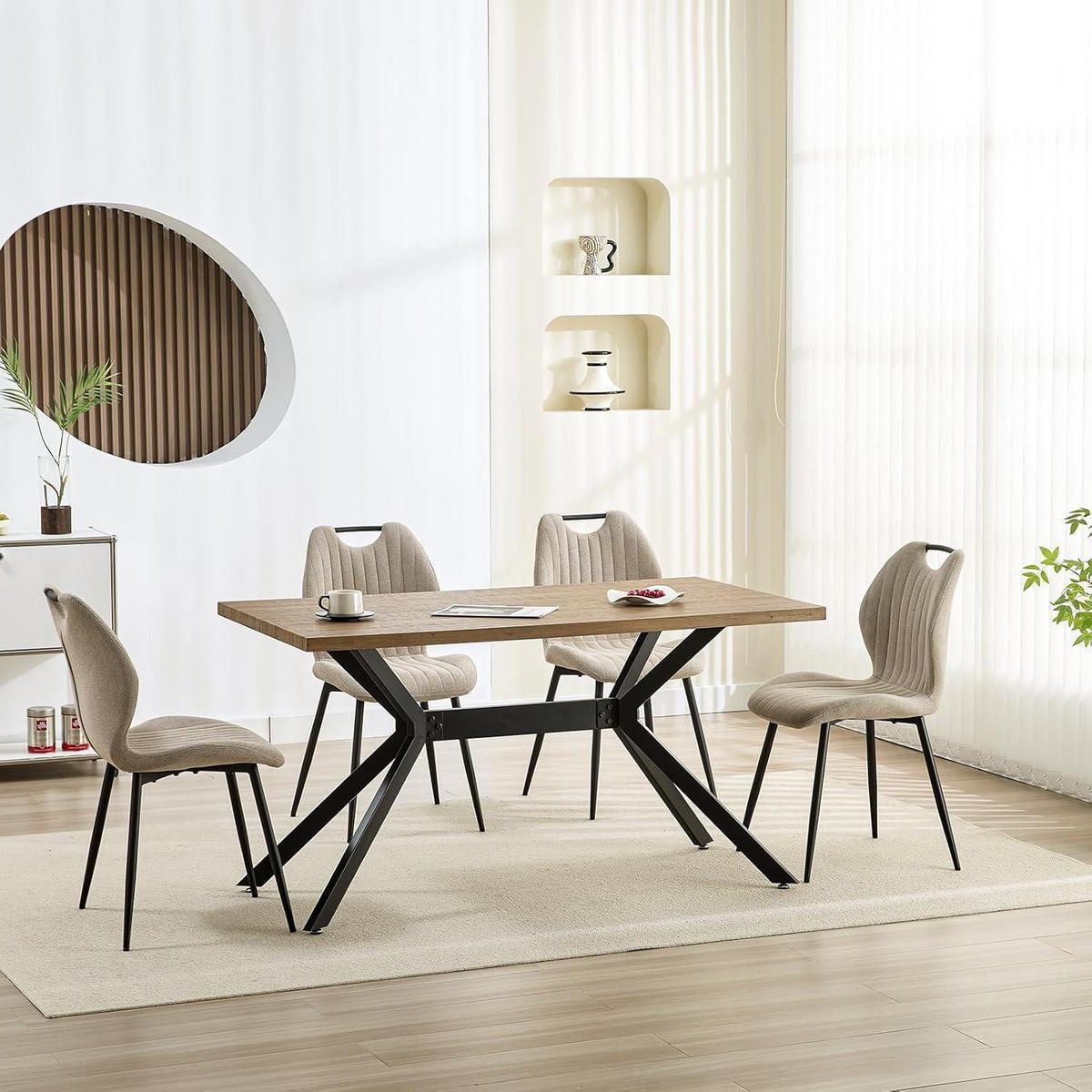 ESSZIMMERSTÜHLE 6er Set Stoff Graubraun - Beige, Textil (44/88/41cm)