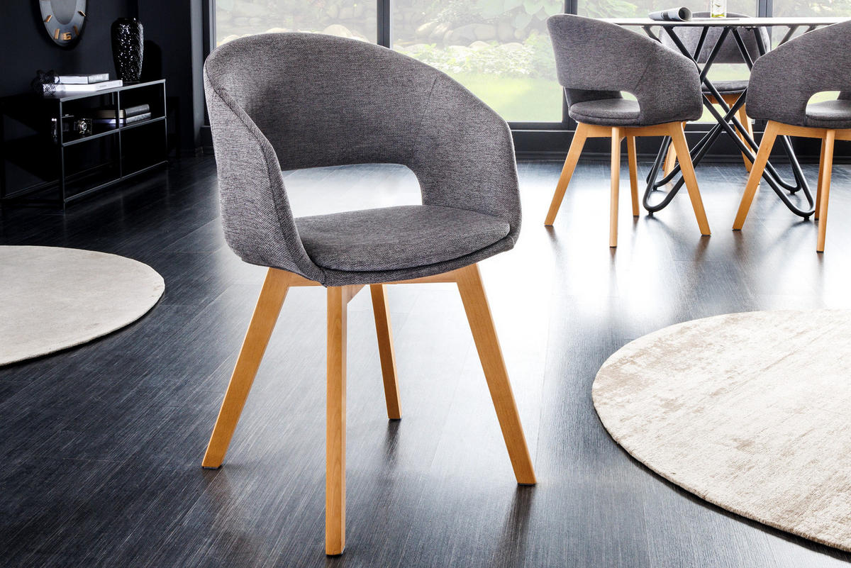 STUHL NORDIC STAR Strukturstoff Grau 80 cm - Braun/Grau, Holz/Textil (54/80/54cm) - riess-ambiente