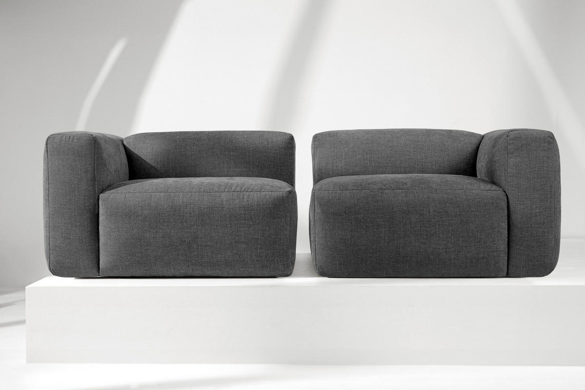2,5-SITZER-MODULSOFA BUFFO mit extrem weicher und bequemer Sitzfläche, Gewebestoff, aschfahl - Grau, Textil (250/73/96cm) - KONSIMO®