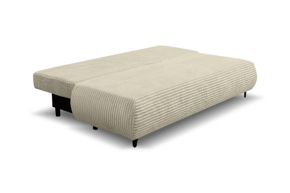 SCHLAFSOFA Etna, Sofa mit Schlaffunktion und Bettkasten, Farbe: Beige, Cordstoff, Ottomane Unsiversal - Beige, Textil (205/90cm) - VENASI MÖBEL