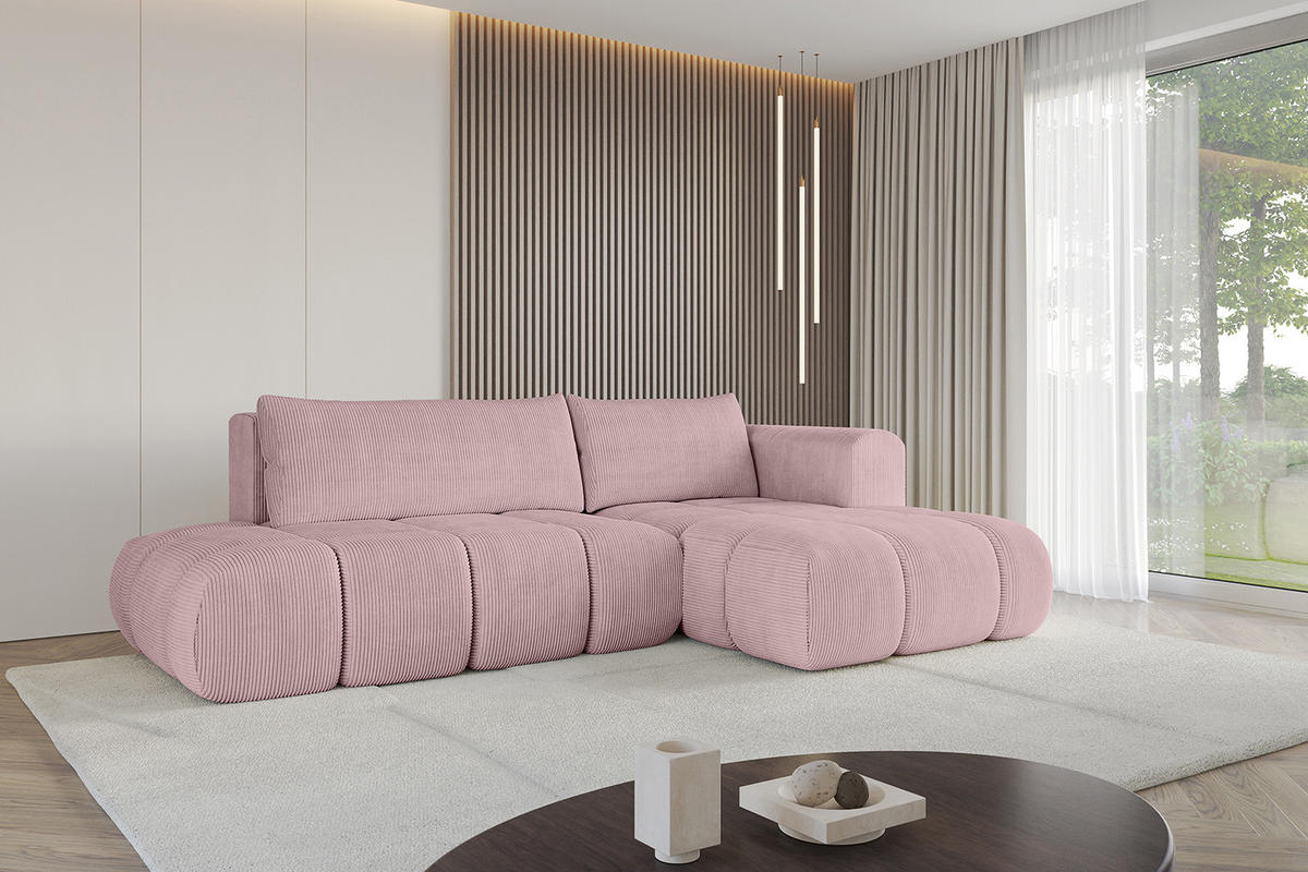 ECKSOFA Ottomane Rechts CLOUD-L 289x180x40 Rosa Cord - Rosa, Holzwerkstoff/Kunststoff (289/180cm) - ALTDECOR