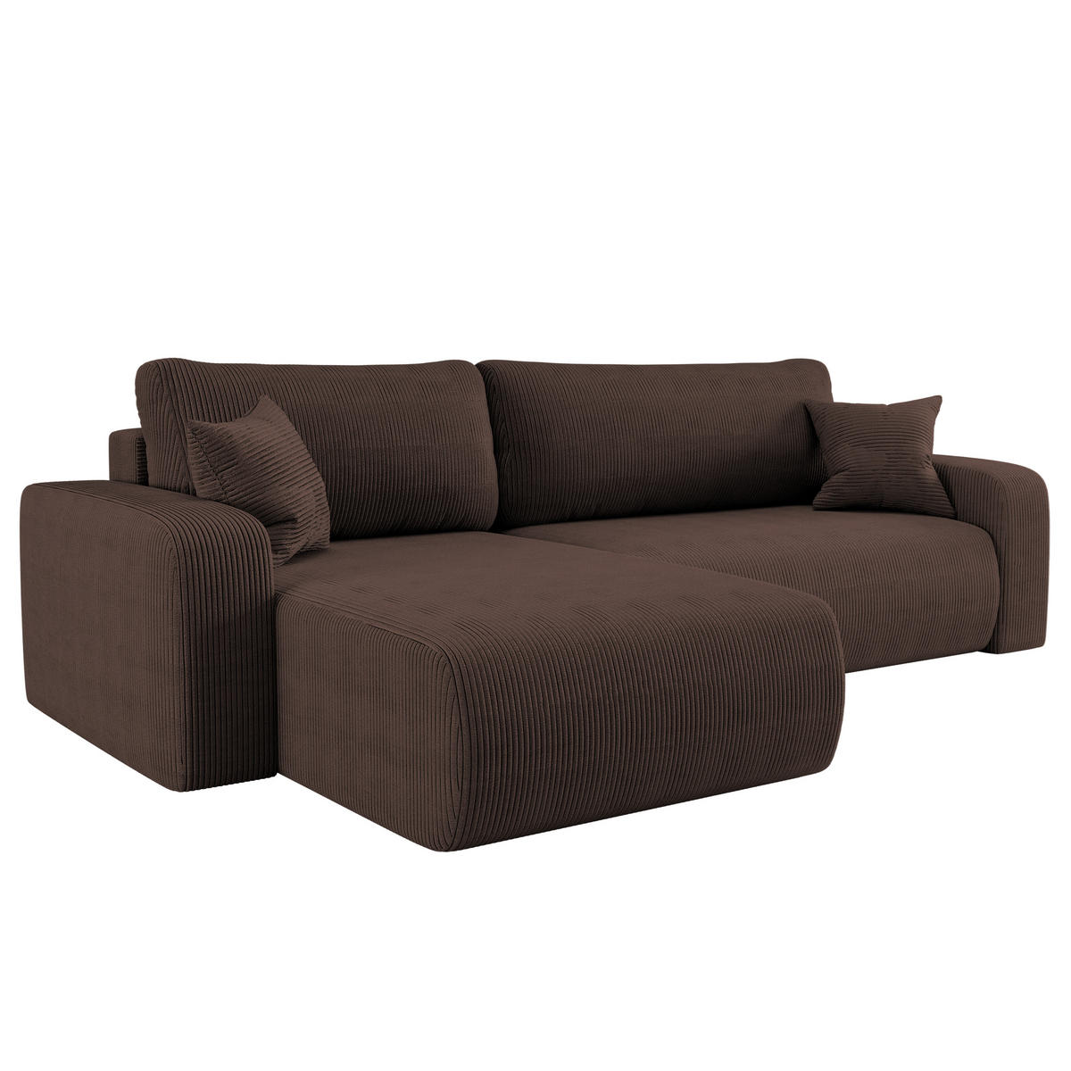 SCHLAFSOFA MILANO XL und bettkasten stoff Poso Dicker Cord Braun Links - Braun, Holz (274/82/145cm) - Kaiser Möbel