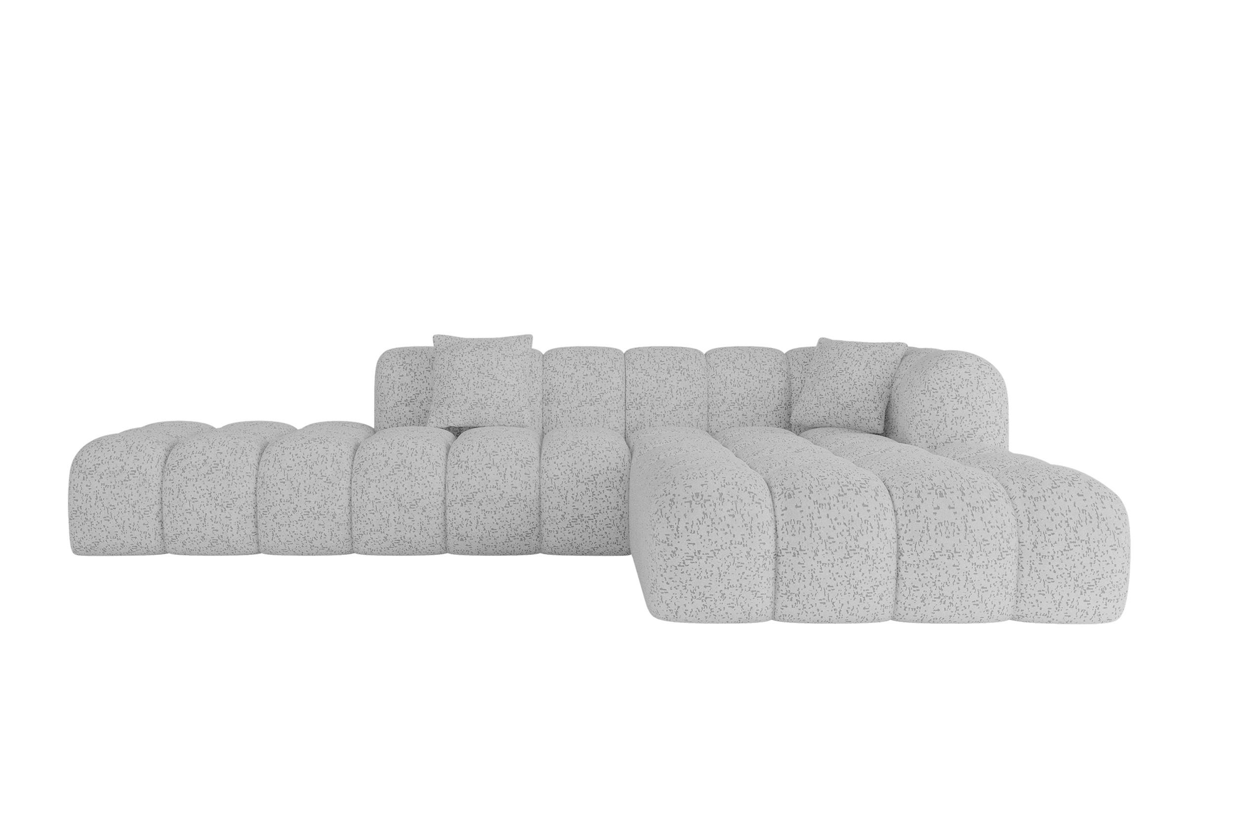 ROHOVÁ SEDACÍ SOUPRAVA s otomanem vpravo OLEA-L2 – 289 × 176 × 71 cm, šedá - šedá/černá, kompozitní dřevo/textil (289/176cm)
