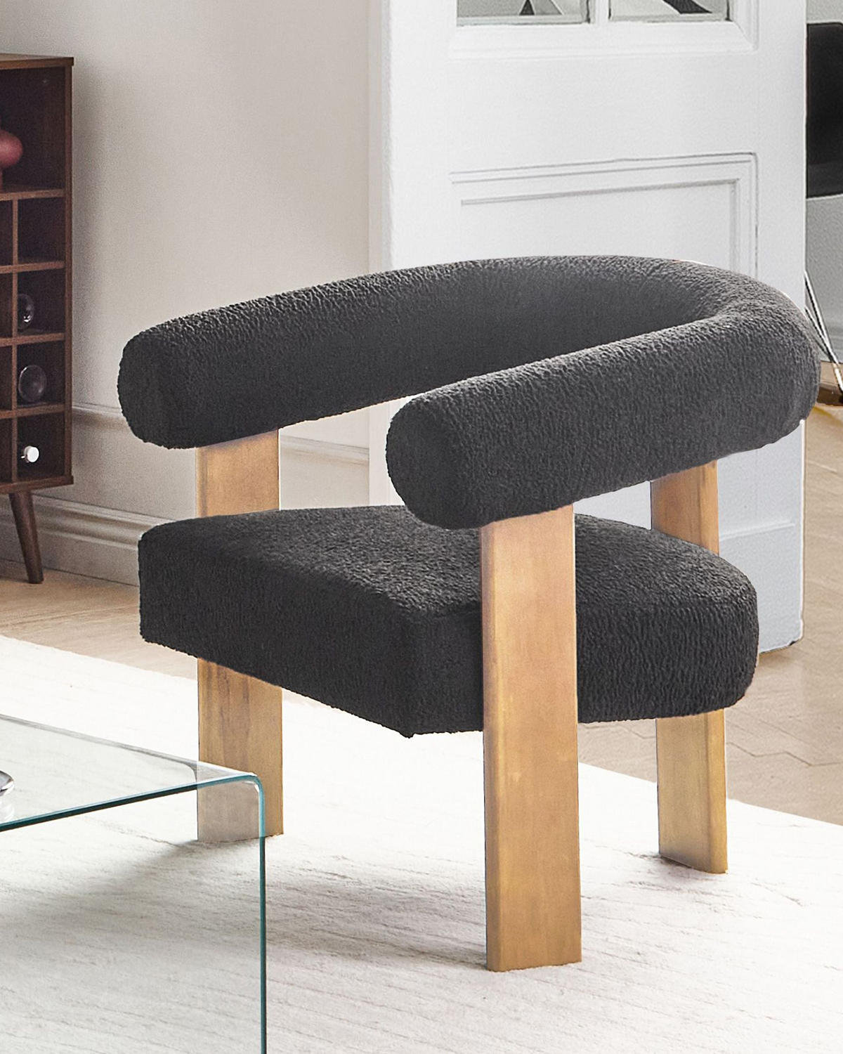 SESSEL Bouclé Schwarz/Hellbraun Ilbro - Schwarz, Textil (77/76/68cm) - Beliani