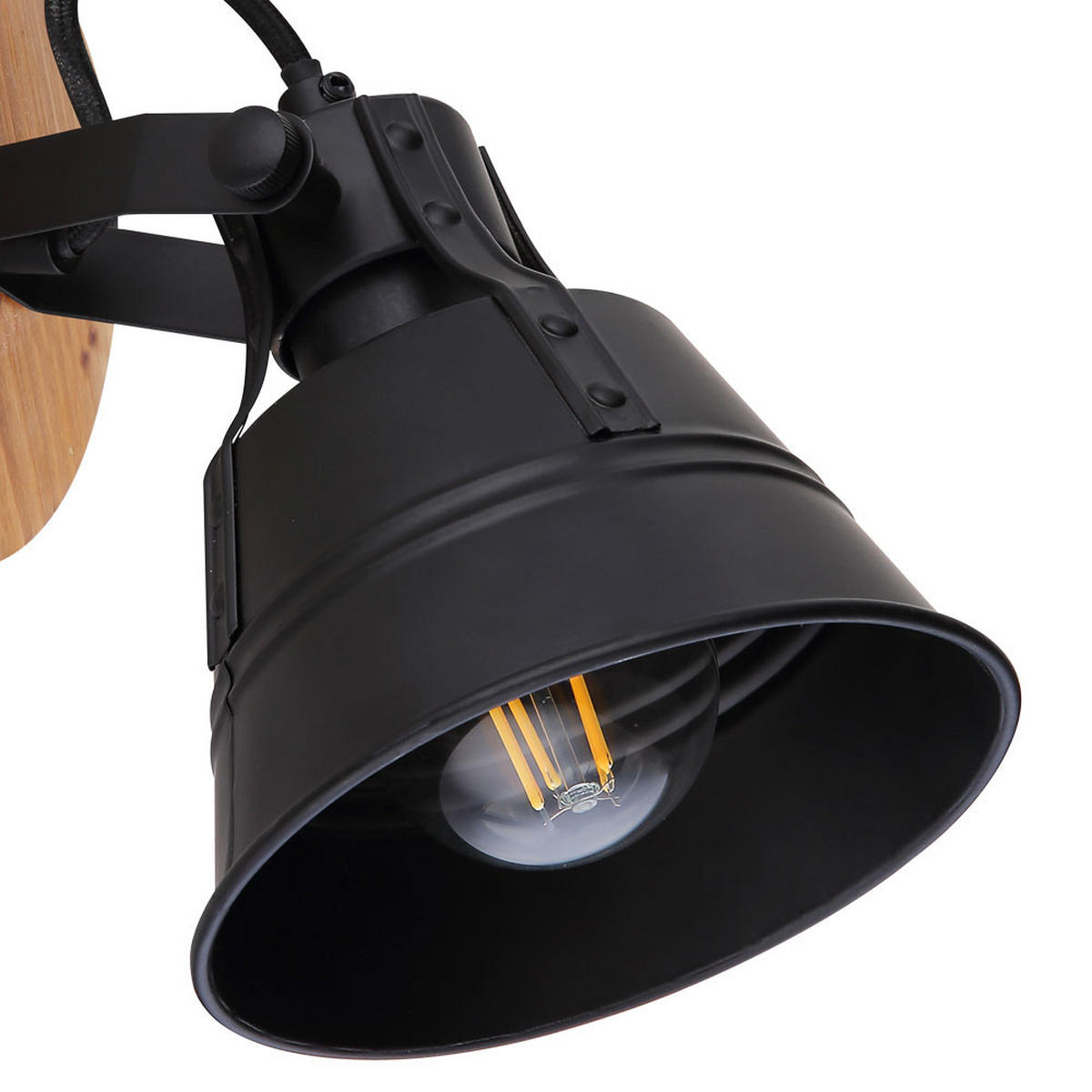 LED WANDLEUCHTE GÜNTHER Schwarz schwenkbar - Schwarz, Holz (14/18/17cm) - Globo Lighting