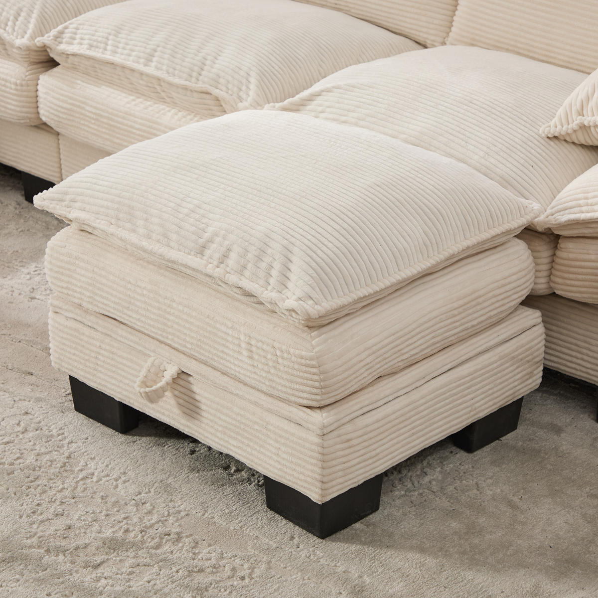 3-SITZER Sofa aus Cord 260x132x84 cm mit USB-C & Seitentaschen, beige - Beige, Textil (132/84/260cm)