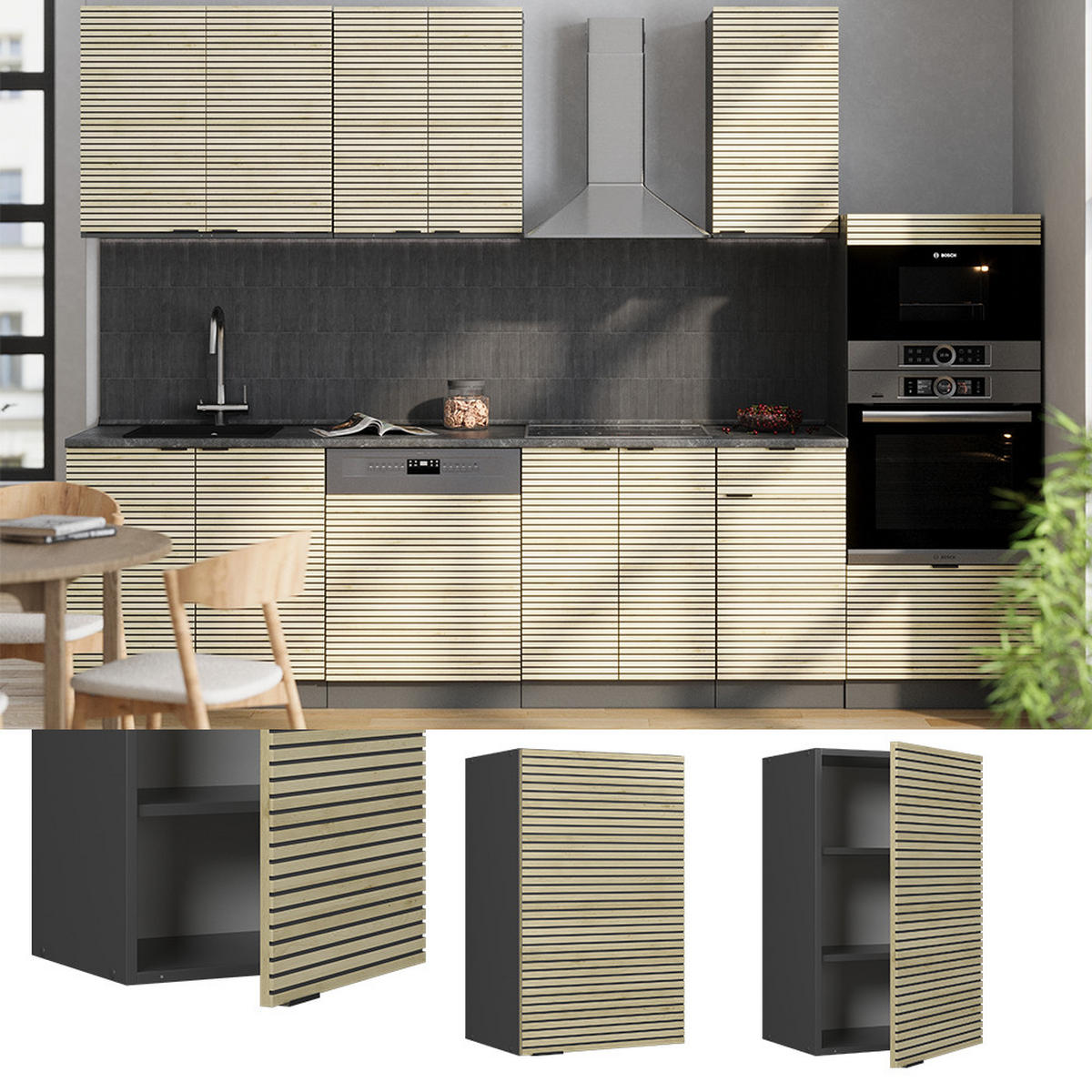 VĚŠÁK NA STĚNU Fame-Line Dubový panel - antracitová/barva dubu, kompozitní dřevo (45/72/34.1cm) - Vicco