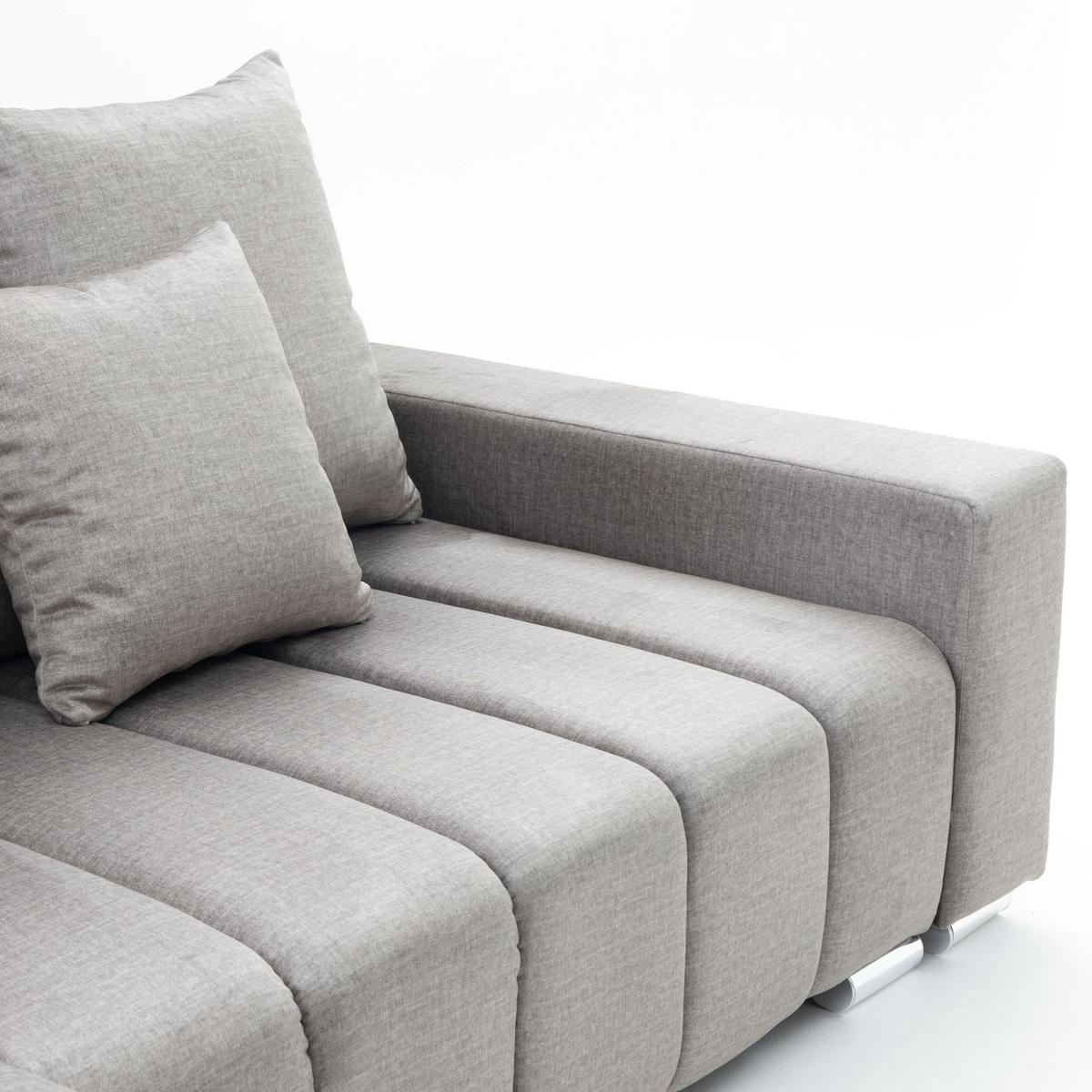 ECKSOFA Piano L Links mit Schlaffunktion 137x234 Velours Taupe - Taupe/Silberfarben, Holz/Textil (278/178cm) - Muffo