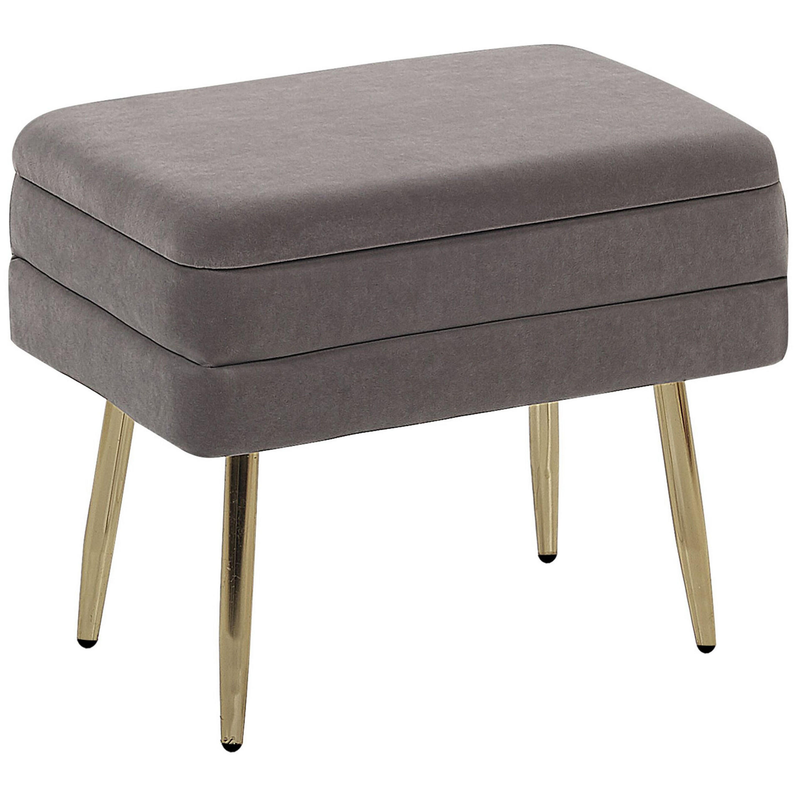 TRUHENBANK Grau Odessa - Goldfarben/Grau, Textil (49/43/34cm) - Beliani