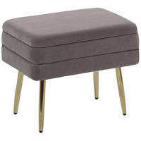 TRUHENBANK Grau Odessa - Goldfarben/Grau, Textil (49/43/34cm) - Beliani