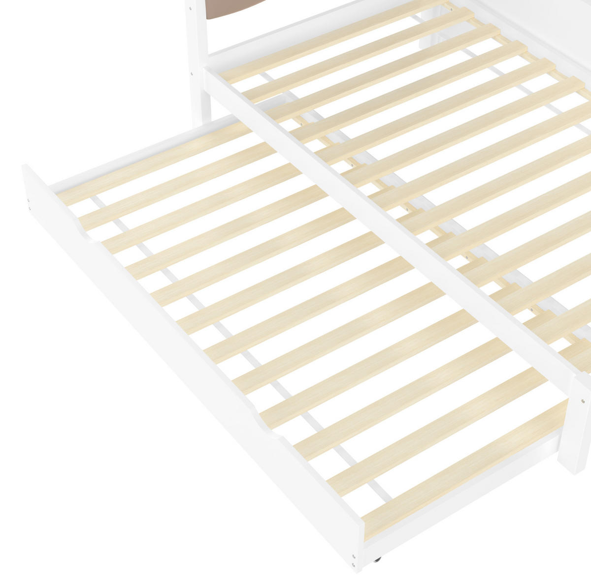 POLSTERBETT aus Kiefernholz 90x200 cm in Weiß mit Ausziehbett, LED & USB - Weiß, Holz (90/200cm) - Modfu