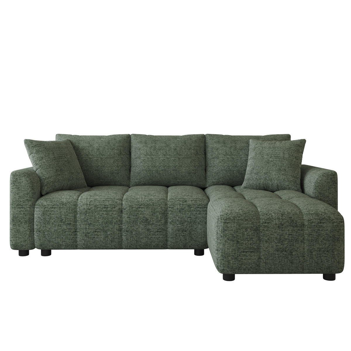 ECKSOFA 204/127/82.5 cm Grün Chenille mit 2 Zierkissen - Grün, Kunststoff/Textil (204/127cm) - Oxeza
