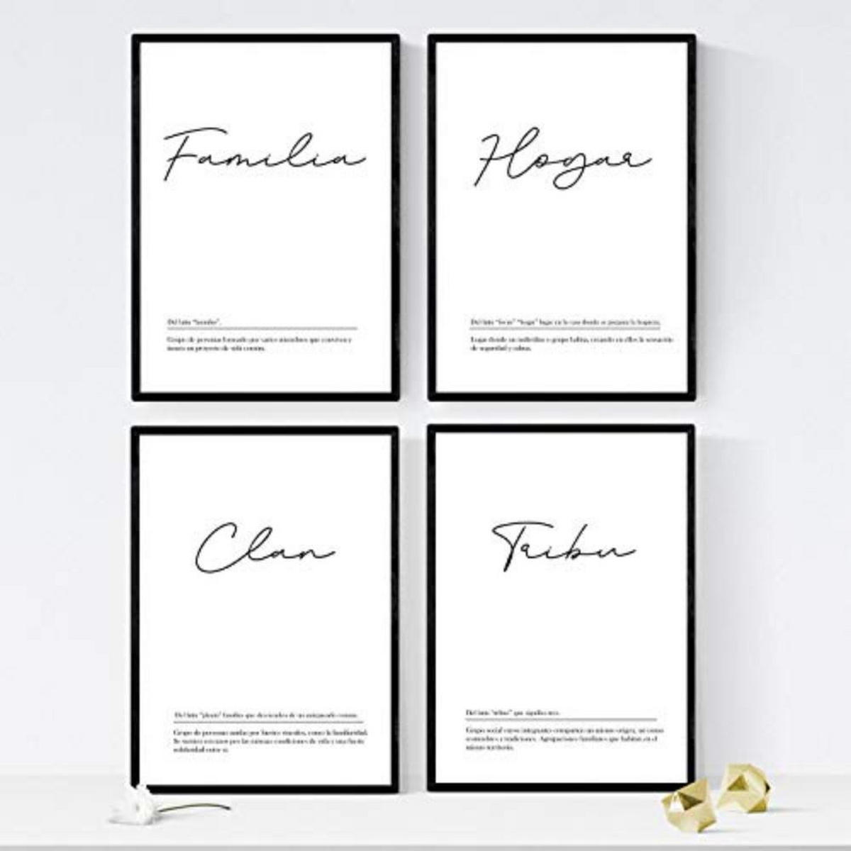 POSTER Set mit 4 Wortdefinitionen für Familienweiß A4 Rahmenlos - Klar, Papier (29.7/3cm) - Nacnic