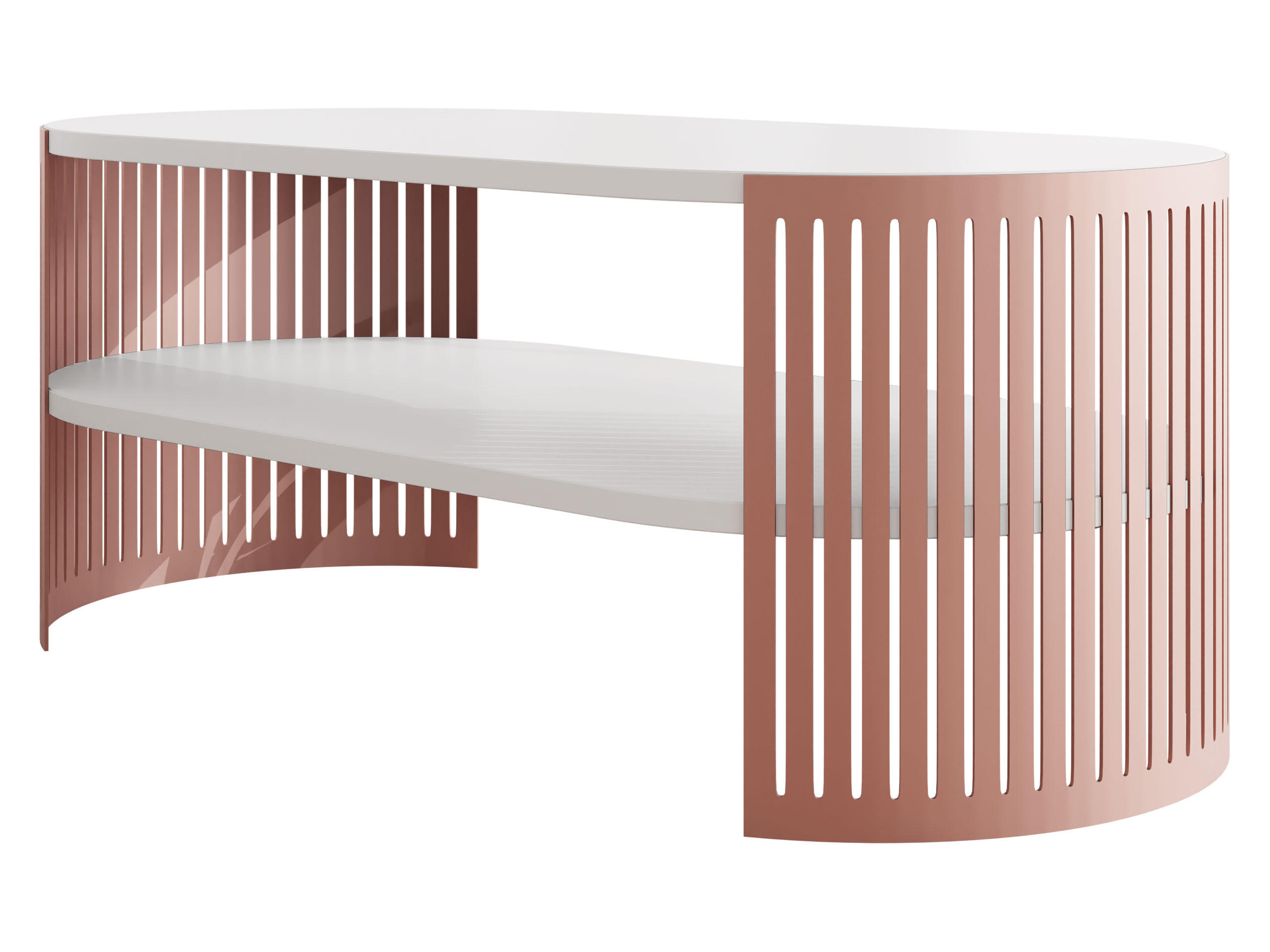 COUCHSITCH Fikoli Oval Ember I - Messingfarben/Weiß, Holzwerkstoff/Metall (100/50/40cm) - MIRJAN24