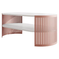 COUCHSITCH Fikoli Oval Ember I - Messingfarben/Weiß, Holzwerkstoff/Metall (100/50/40cm) - MIRJAN24