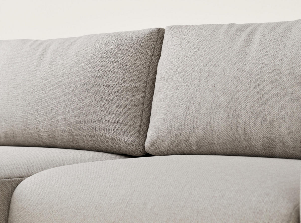 ECKSOFA MIT SCHLAFFUNKTION Numba Beige Webstoff - Beige/Schwarz, Holz/Holzwerkstoff (253/153cm) - Maison de Reve