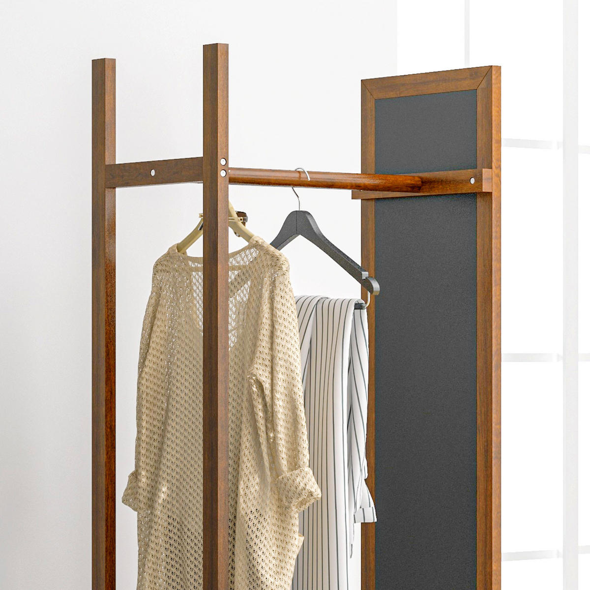 STANDSPIEGEL, Ganzkörperspiegel mit Ständer, Garderobenspiegel mit Rollen - Naturfarben, Glas (59.8/170/35.8cm) - HOMCOM