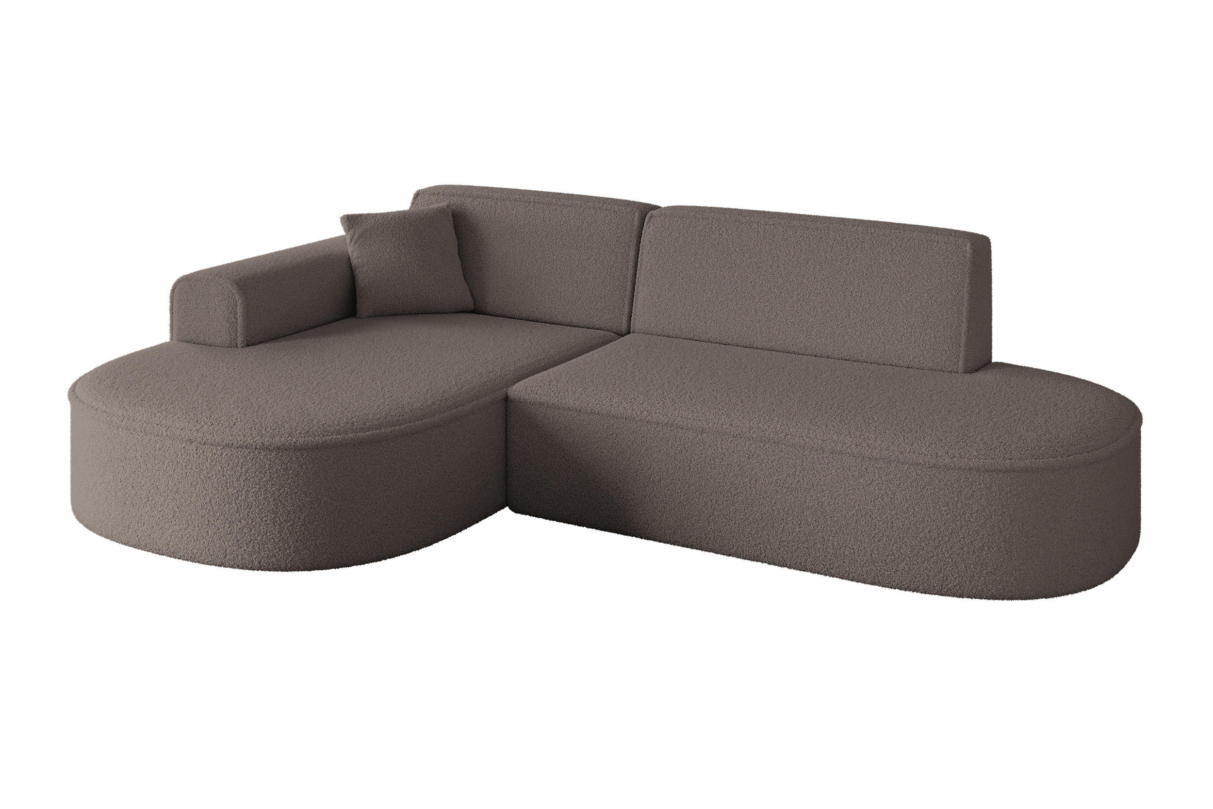 ECKSOFA Ottomane Links MARI-L1 - 243x171x79 cm Braun Bouclé - Schwarz/Braun, Holzwerkstoff/Kunststoff (243/171cm) - ALTDECOR