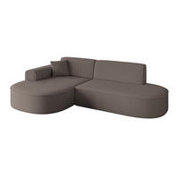 ECKSOFA Ottomane Links MARI-L1 - 243x171x79 cm Braun Bouclé - Schwarz/Braun, Holzwerkstoff/Kunststoff (243/171cm) - ALTDECOR