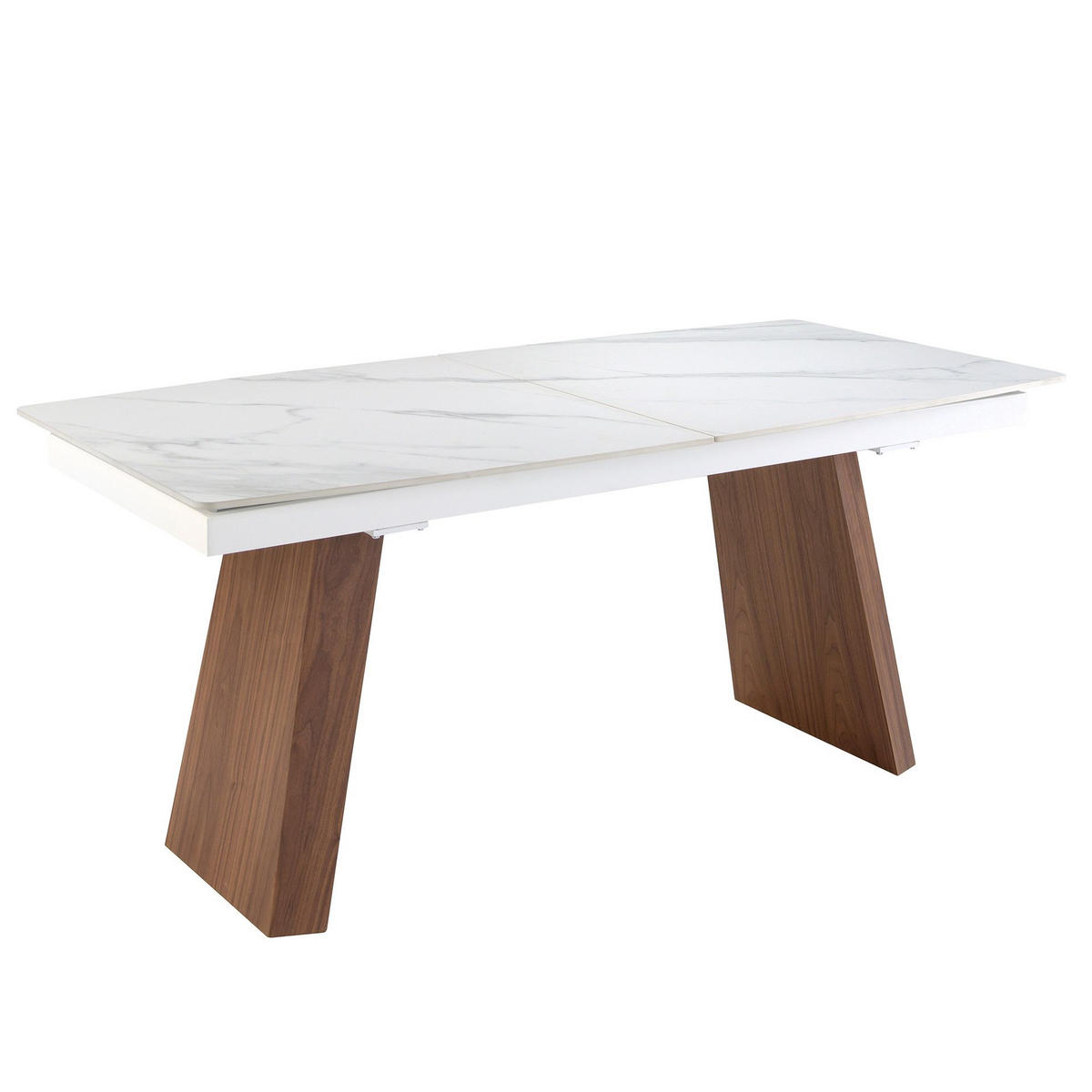 ESSTISCH Ausziehbarer Esstisch ovales Fass Porzellanmarmor aus Walnuss Ø180/90/76 cm - Walnussfarben/Weiß, Holz/Stein (90/180/76cm) - ANGEL CERDA