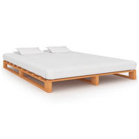 PALETTENBETT Braun Massivholz Kiefer 200/200 Cm - Braun, Holz - vidaXL