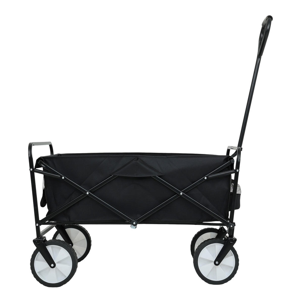 CĂRUCIOR DIN LEMN TIP VAGON, se poate strânge, cu capacitate de încărcare de 110 kg - negru, material textil (50/59/50cm) - RAUMHIRSCH FURNITURE