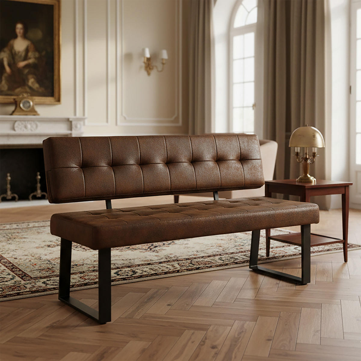 SITZBANK SIGFRID - Braun, Textil/Metall (140/48/56cm) - B&D Home