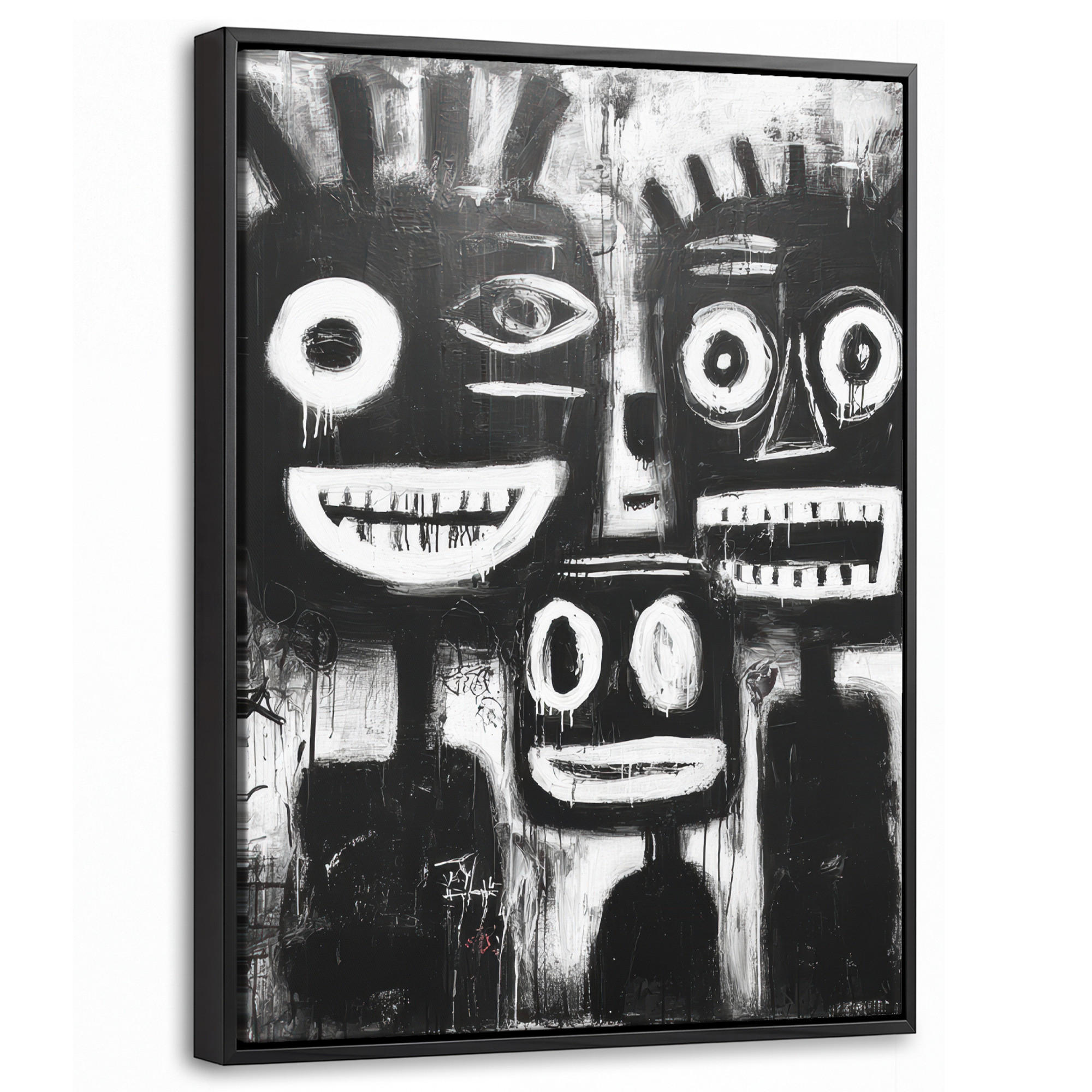 LEINWAND Bilder mit Rahmen - Malerei - Figuren - Schwarz - Abstrakt - 30x40 - Schwarz, Textil (30/40cm) - MuchoWow