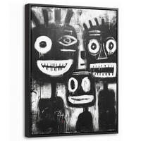 LEINWAND Bilder mit Rahmen - Malerei - Figuren - Schwarz - Abstrakt - 30x40 - Schwarz, Textil (30/40cm) - MuchoWow