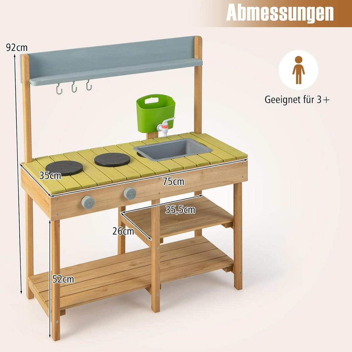 MATSCHKÜCHE Kinder Outdoor Multicolor - Multicolor, Holz (75/92/35cm) - COSTWAY
