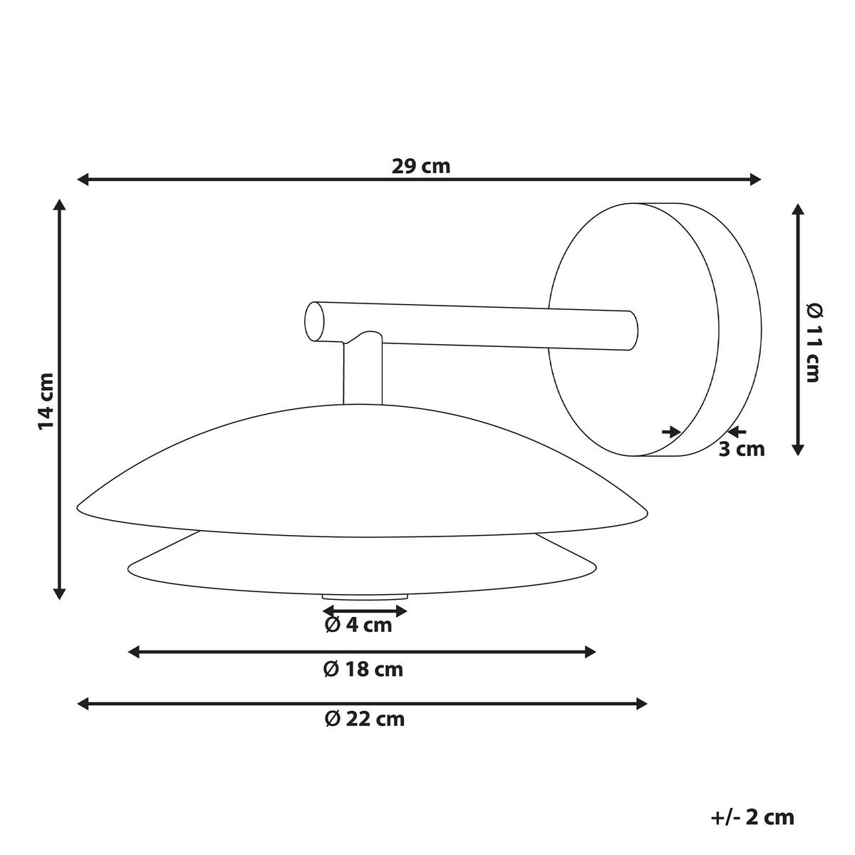 WANDLAMPE Schwarz/Gold Lasolo - Goldfarben/Schwarz, Metall (22/14/29cm) - Beliani