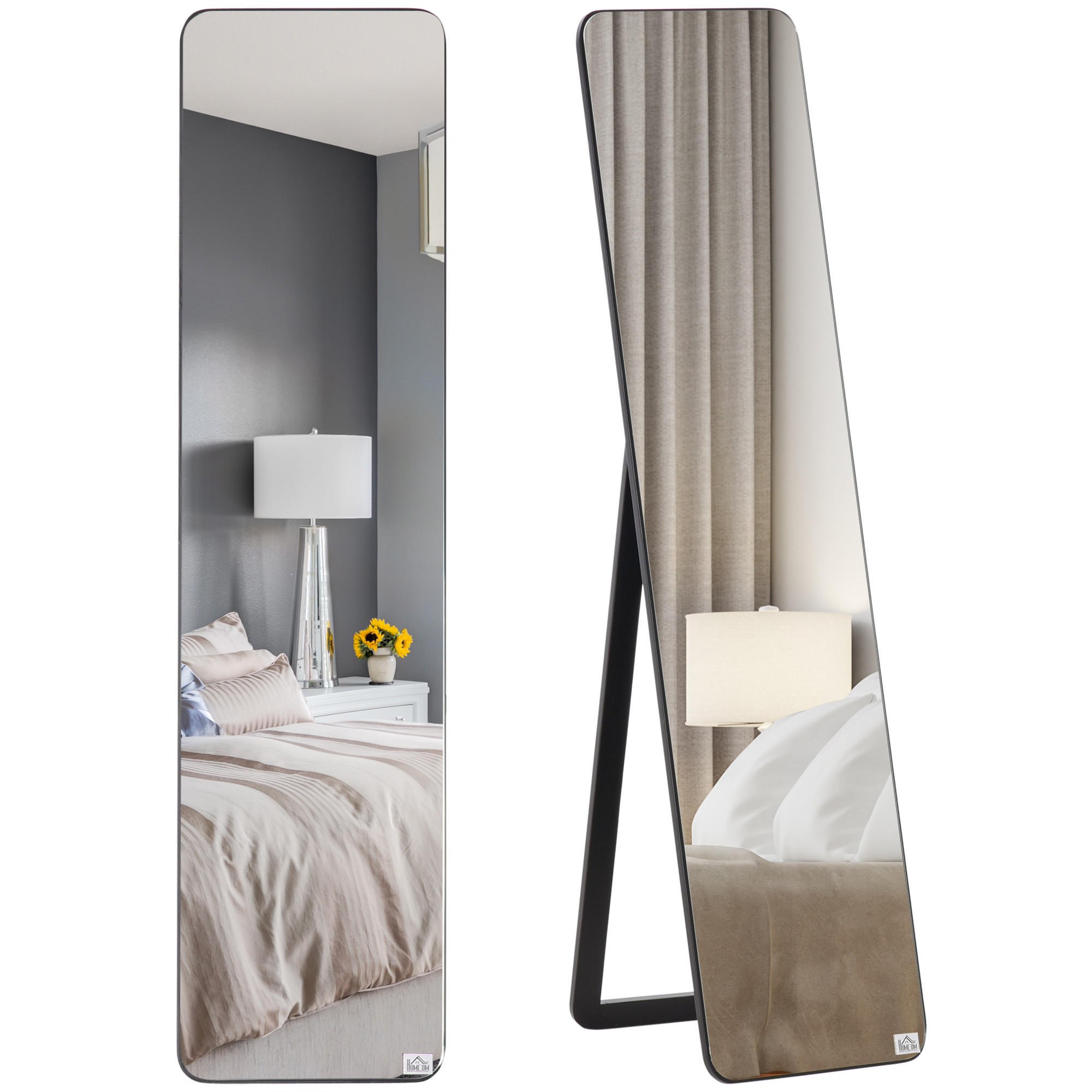 STANDSPIEGEL DE-17912 rechteckig mit Wandmontage Schwarz - Schwarz, Holzwerkstoff (37/156/43cm) - ComfortXL