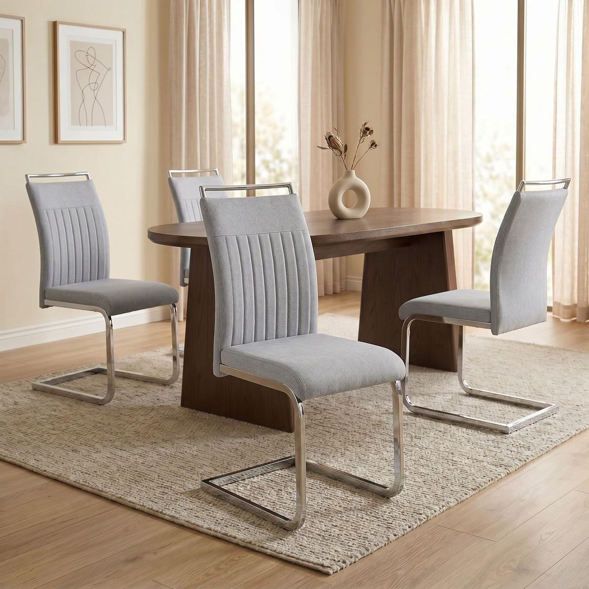 ESSZIMMERSTUHL ERICA 4er-Set hellgrau - Hellgrau, Textil (42/101/58cm) - CARO-Möbel