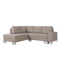 ECKSOFA mit Schlaffunktion Links Beige Chenille - 245x200 cm - Trevi - Beige/Schwarz, Holz/Holzwerkstoff (245/200cm) - Ravio