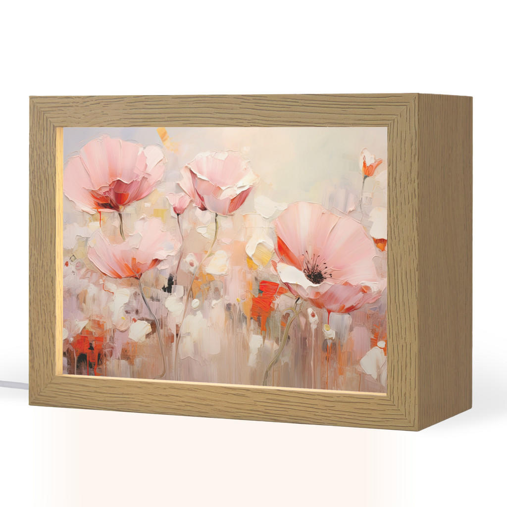 OnlyWow STOLNÍ LAMPA Květiny - Akvarel - Růžová - Abstraktní - Umění 20x15 cm