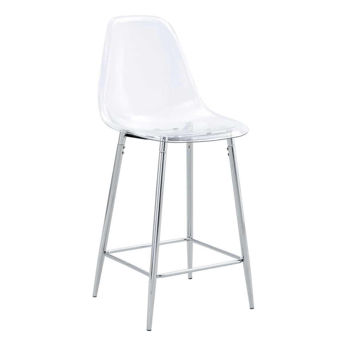 BARHOCKER 2er-Set Silber mit transparenter Acryl-Sitzschale und Fußstütze - Silberfarben, Kunststoff (51/102/45cm) - PANGIVO