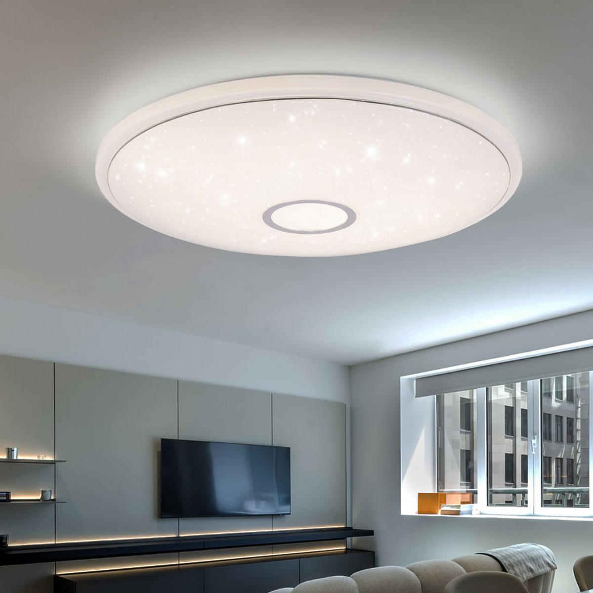 LED DECKENLEUCHTE Connor Weiß Kristalloptik - Weiß, Metall (50/50/6.5cm) - Globo Lighting