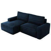 ECKSOFA BELLUNO L Dunkelblau Velvet - Links - Blau/Schwarz, Textil (144/233cm) - MKS