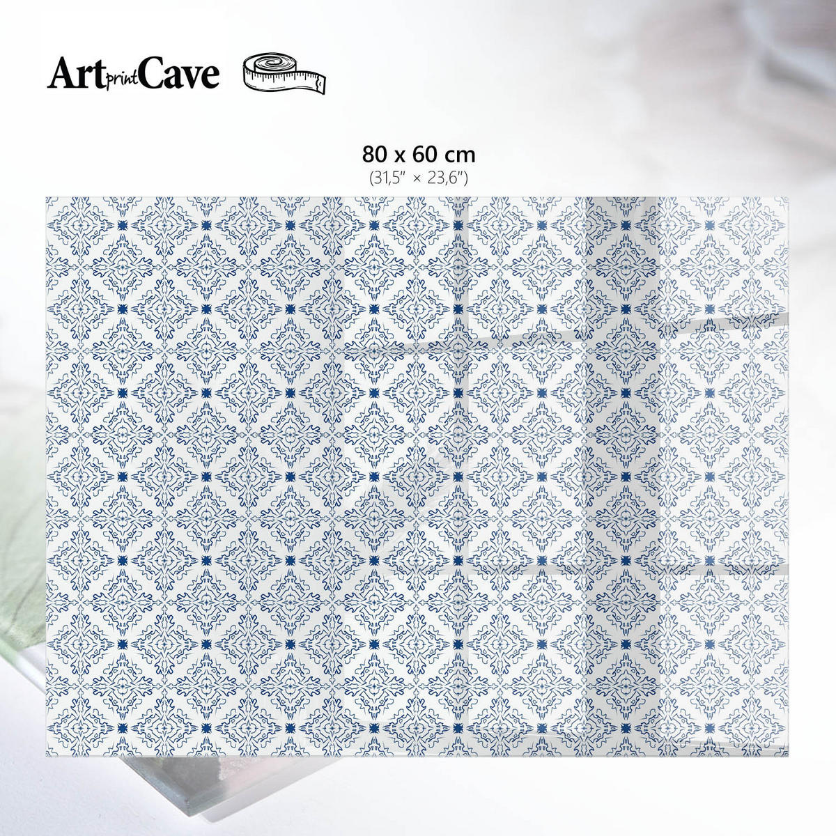 GLASPLATTE 80x60 cm – Klassischer Schmuck - Beige, Glas (0.4/80/60cm) - ArtPrintCave